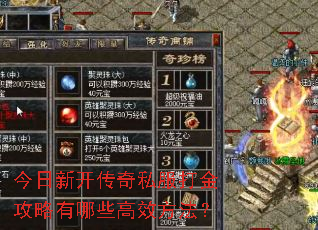 今日新开传奇私服打金攻略有哪些高效方法? 今日新开传奇私服打金攻略有哪些高效方法?