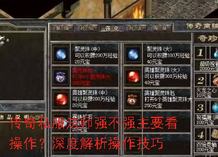 传奇私服法师强不强主要看操作?深度解析操作技巧 传奇私服法师强不强主要看操作?深度解析操作技巧
