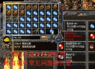 1.78版私服传奇游戏攻略有哪些常见问题需注意? 1.78版私服传奇游戏攻略有哪些常见问题需注意?