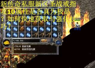 新传奇私服新区圣战戒指攻10属性是否真为极品？如何快速获取与强化技巧？